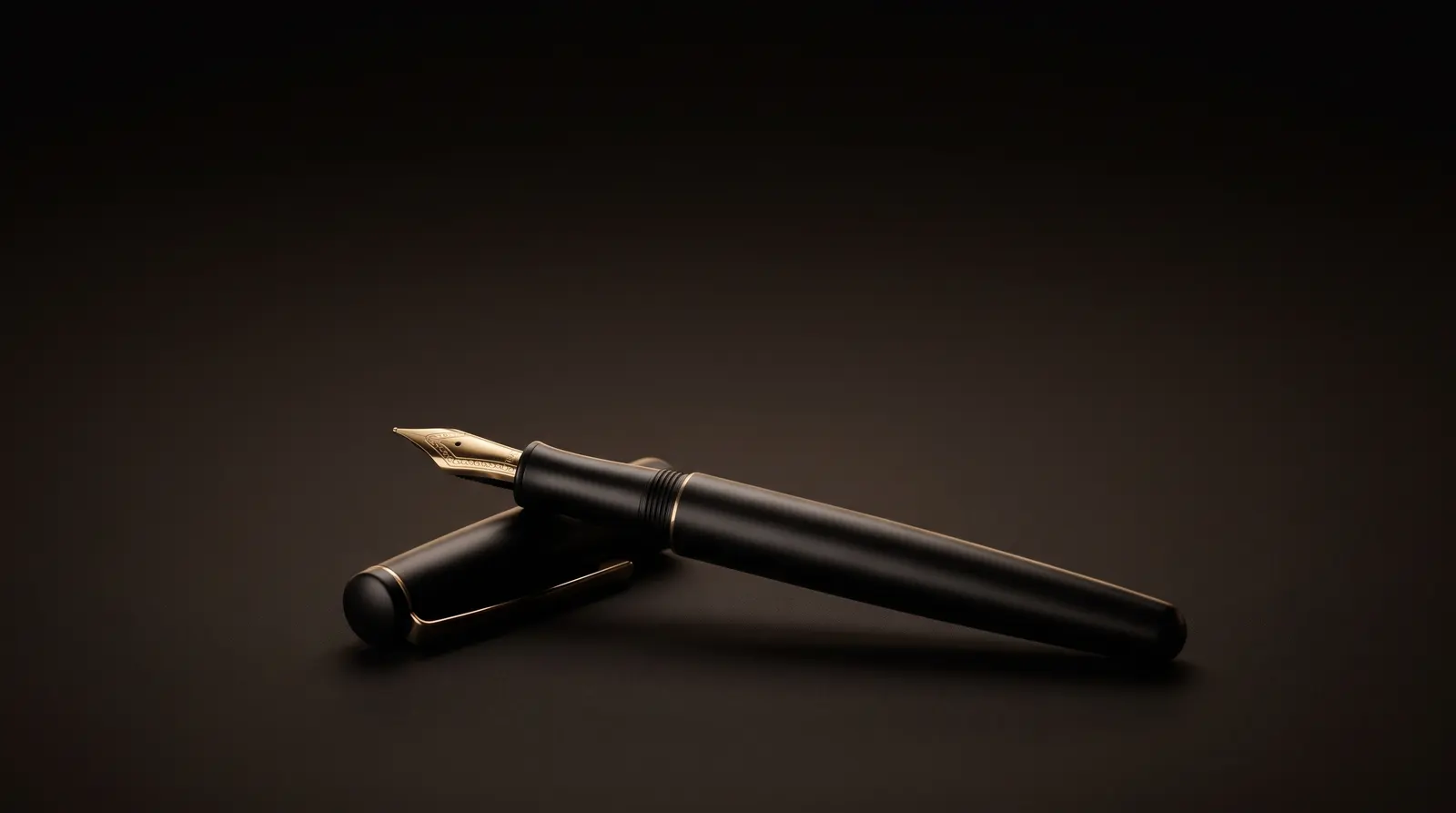 Pluma fuente negra con plumilla dorada