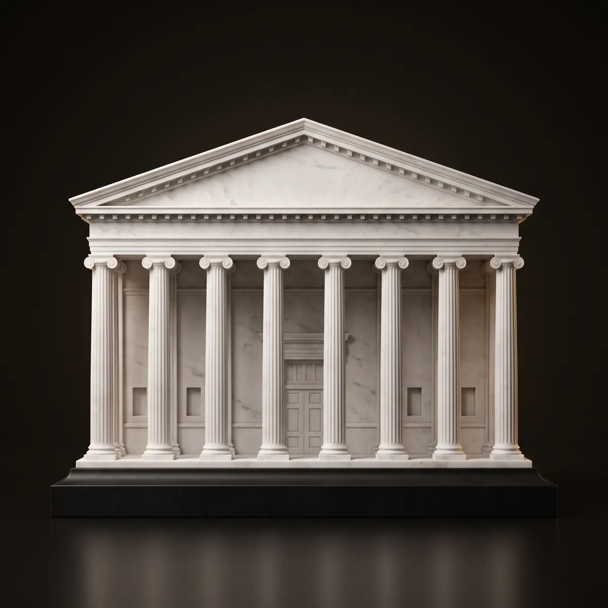 Maqueta de mármol de un edificio de gobierno con columnas
