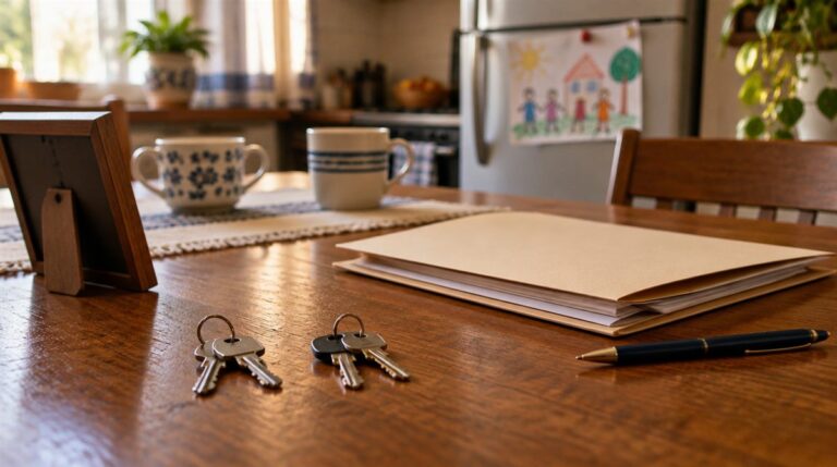 Dos juegos de llaves y una carpeta con papeles de la casa sobre la mesa de una familia en Guadalajara